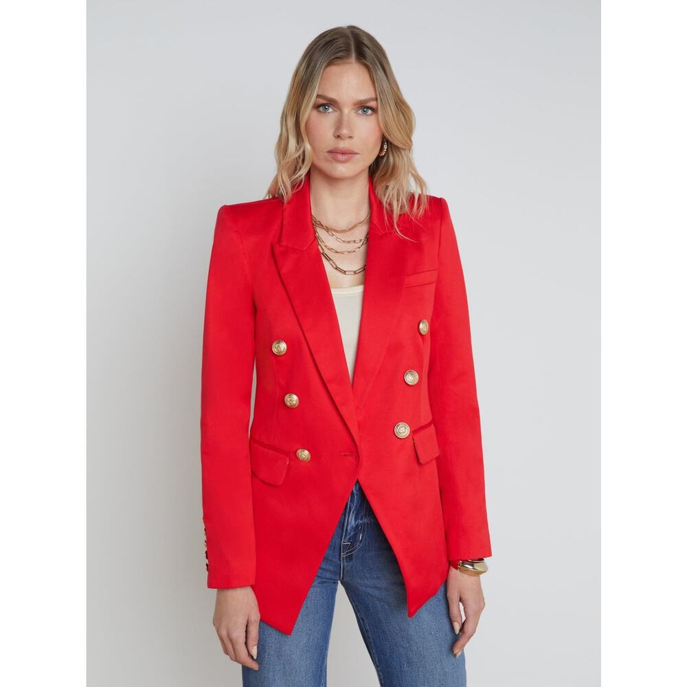 NWT L'Agence Kindi Blazer High Risk Red Double-Breasted Blazer Size 2